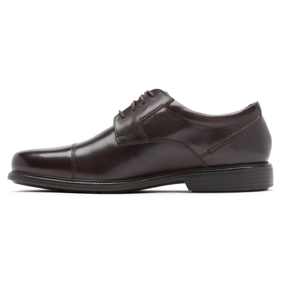 Oxfords Rockport Hombre Mexico - Charles Road Cap Toe Marrom Oscuro - HUCGJ3678